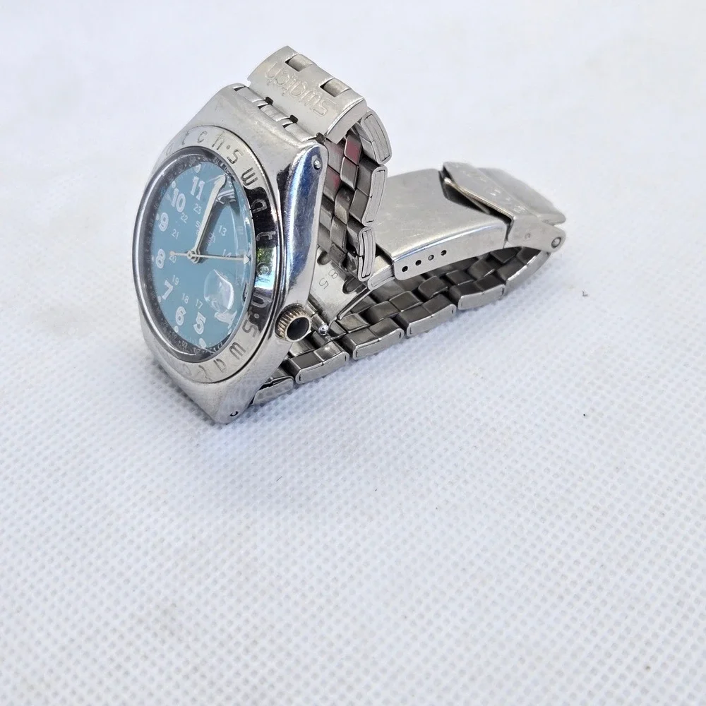 Swatch Irony AG 1993 Happy Joe Blue Dial Stainless Steel Swiss Wristwatch Servic